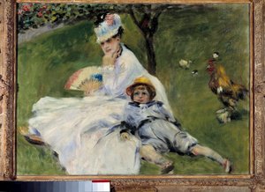 Madame Monet et son fils, dans le jardin à Argenteuil