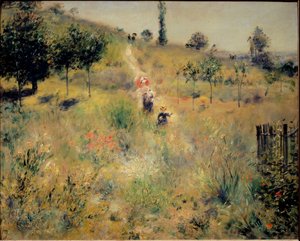 Sentier montant dans les hautes herbes