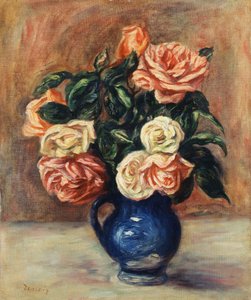 Roses dans un vase bleu