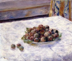Nature morte, prunes sur une assiette, vers 1884