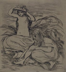 Deux femmes se baignant, c.1895 - Pierre Auguste Renoir