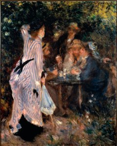 Sous la tonnelle. Portraits des peintres Claude Monet, Alfred Sisley et Norbert Goeneutte. Peinture de Pierre Auguste Renoir