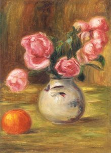 Vase de roses et une orange, 1910