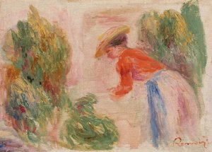 Femme cueillant des fleurs - Pierre Auguste Renoir