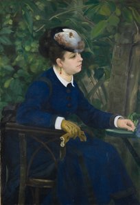 Femme dans un jardin Femme avec un chapeau de mouette - Pierre Auguste Renoir