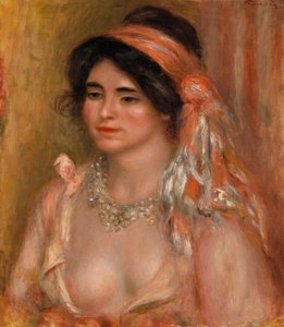 Jeune femme avec cheveux noirs, buste