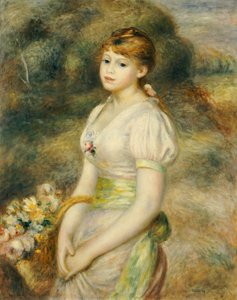 Jeune fille avec un panier de fleurs