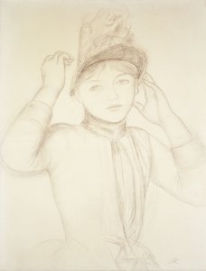 Jeune Femme Arrangeant son Chapeau, vers 1885