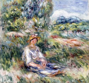 Jeune femme assise dans un pré