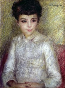 Jeune fille brune assise, les mains croisées - Pierre Auguste Renoir