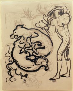 Chiens jouant et une figure - Pierre Bonnard