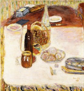 Nature morte avec bouteille de vin rouge - Pierre Bonnard