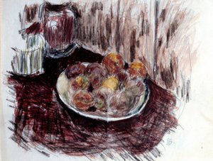 Nature morte avec pêches. Peinture par Pierre Bonnard (1867-1947) XXe siècle. Collection privée