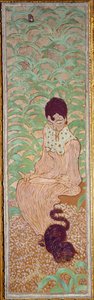 Femme assise au chat