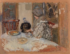 Femme au chien, ou Femme et chien à table - Pierre Bonnard