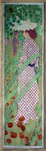 Femme en robe quadrillée