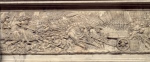 La bataille de Marignan en 1515. Tombeau du cœur du roi de France François Ier (1494-1547) : Bas-relief par Pierre Bontemps (vers 1507-1568) - Pierre Bontemps