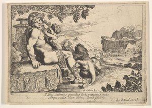 Bacchus, Satyre et Lion, 1610-42 - Pierre Brebiette