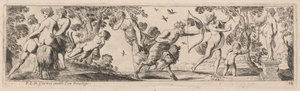 Satyre et Mercure tirant sur une statue - Pierre Brebiette