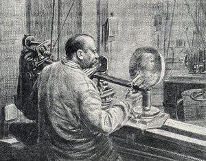 Un médailleur utilisant une sorte de machine à fraiser pantographe Gravure de « Excursion à travers les métiers » par Pierre Calmette Collection privée - Pierre Calmettes