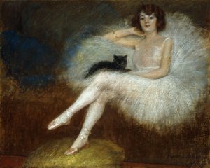 Ballerine avec un chat noir