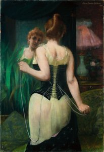 Jeune femme ajustant son corset, 1893 - Pierre Carriere Belleuse