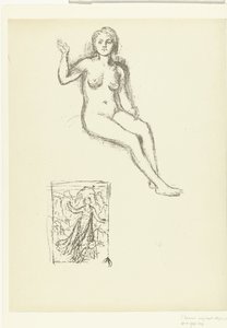 Femme nue assise et femme dans un paysage (Étude)