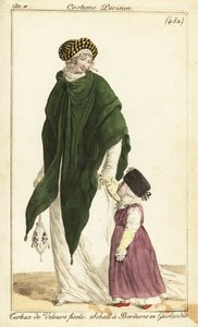 Femme à la mode et enfant, Paris