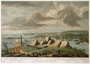 Vue de Louisbourg en Amérique du Nord prise près du phare lorsque cette ville fut assiégée en 1758 - Pierre Charles Canot