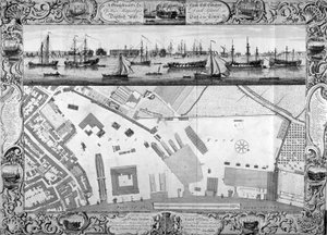 Chantiers navals de Deptford, Londres, 1753 - Pierre Charles Canot