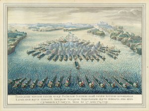 La bataille navale de Gangut le 27 juillet 1714