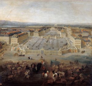 Vue du palais de Versailles depuis la Place d