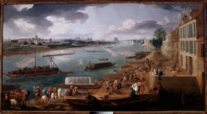 Vue de Paris, prise du Quai de la Rapée en 1716. Peinture de Pierre Denis Martin (1663-1742) 1716 - Pierre Denis Martin