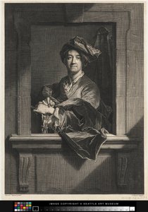 Gravure du Portrait de Hyacinthe Rigaud, fin XVIIe siècle - XVIIIe siècle - Pierre Imbert Drevet