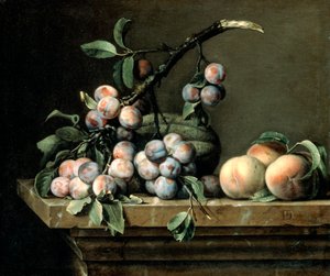 Prunes, melon et pêches, vers 1630-1680