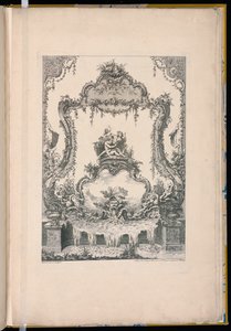 Panneau ornemental avec un double cartouche montrant un dieu de la rivière, une nymphe et une fontaine