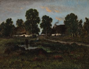 Cottages près de Larchant, sans date - Pierre Etienne Theodore Rousseau