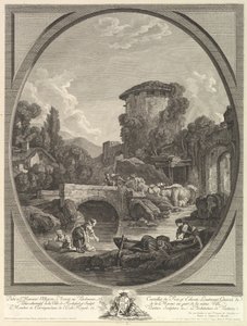 Paysage avec un pont et un pigeonnier, 18e siècle