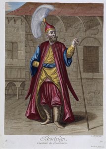 Tchorbadgi, capitaine des janissaires, "Collection de 100 estampes représentant différentes nations du Levant en 1707 et 1708" par les ordres de M. de Frriol, ambassadeur du roi à la Porte et mise à jour en 1712-13 par les soins de M. Le Hay, Basan en - Pierre François Basan