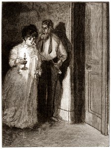 "Boule de Suif": Elisabeth Rousset refuse de coucher avec Cornudet, debut 20eme siecle (illustration) - Pierre Georges Jeanniot