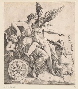Vénus et Amour dans un char triomphal, entourés de putti