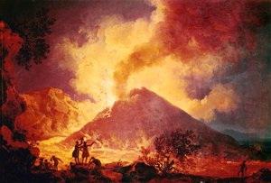 Éruption du Mont Vésuve, Italie ... (huile sur toile) - Pierre Jacques Volaire