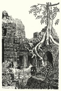 Une cour intérieure, Bayon (gravure)