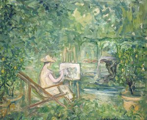 Femme peignant dans un paysage, 1900-10 - Pierre Laprade