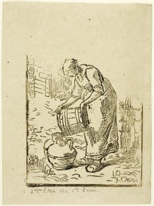 Femme Remplissant des Arrosoirs