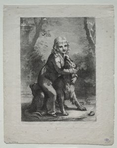 Garçon avec un chien - Pierre Paul Prud