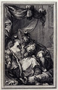 Mona Lisa - dans « Contes et nouvelles en vers » par Jean de La Fontaine. 1776. Illustration de P.P. Choffard - Pierre Philippe Choffard