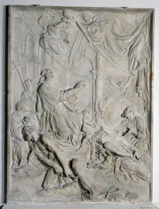 Bas-relief de la Peste de Milan - Saint Charles Borromée (San Carlo Borromeo) (1538-1584, Cardinal et Archevêque de Milan) priant