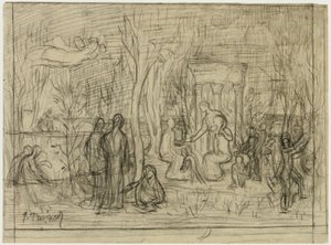 Étude de composition pour Le Bosquet sacré, aimé des arts et des muses - Pierre Puvis de Chavannes