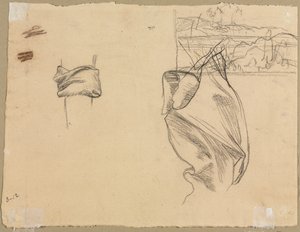 Études de draperie et étude de paysage (verso)